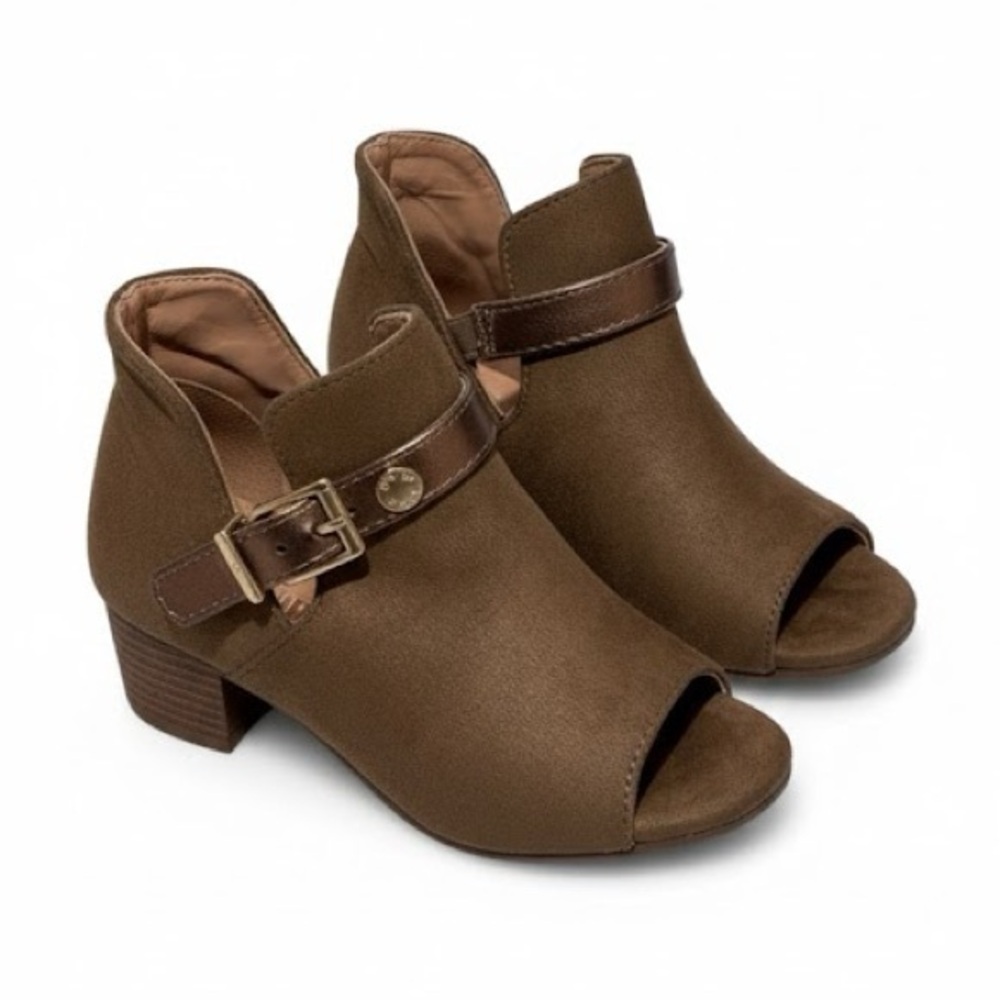 Kenneth Cole Toddler Girls Peep Toe Ankle Strap Booties Brown Size 11